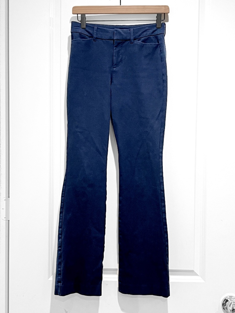 Old Navy Pixie Flare Pants Navy Blue High Rise Secret Smooth Pocket Office sz 0